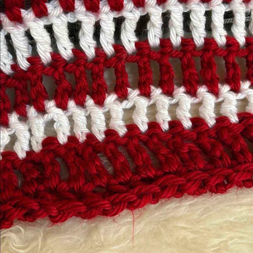 Handmade Red, White & Blue Crochet Flag Throw